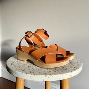 Everlane The Clog Sandal Chestnut Leather Platform 8.5 Worn Once